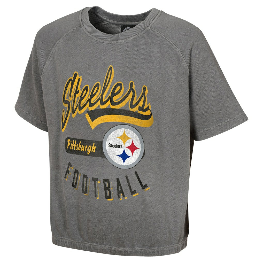 Pittsburgh Steelers Women's Mineral Wash Short Sleeve Top Gray | NFL