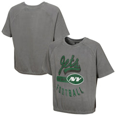 New York Jets Women's Mineral Wash Short Sleeve Top Gray | NFL