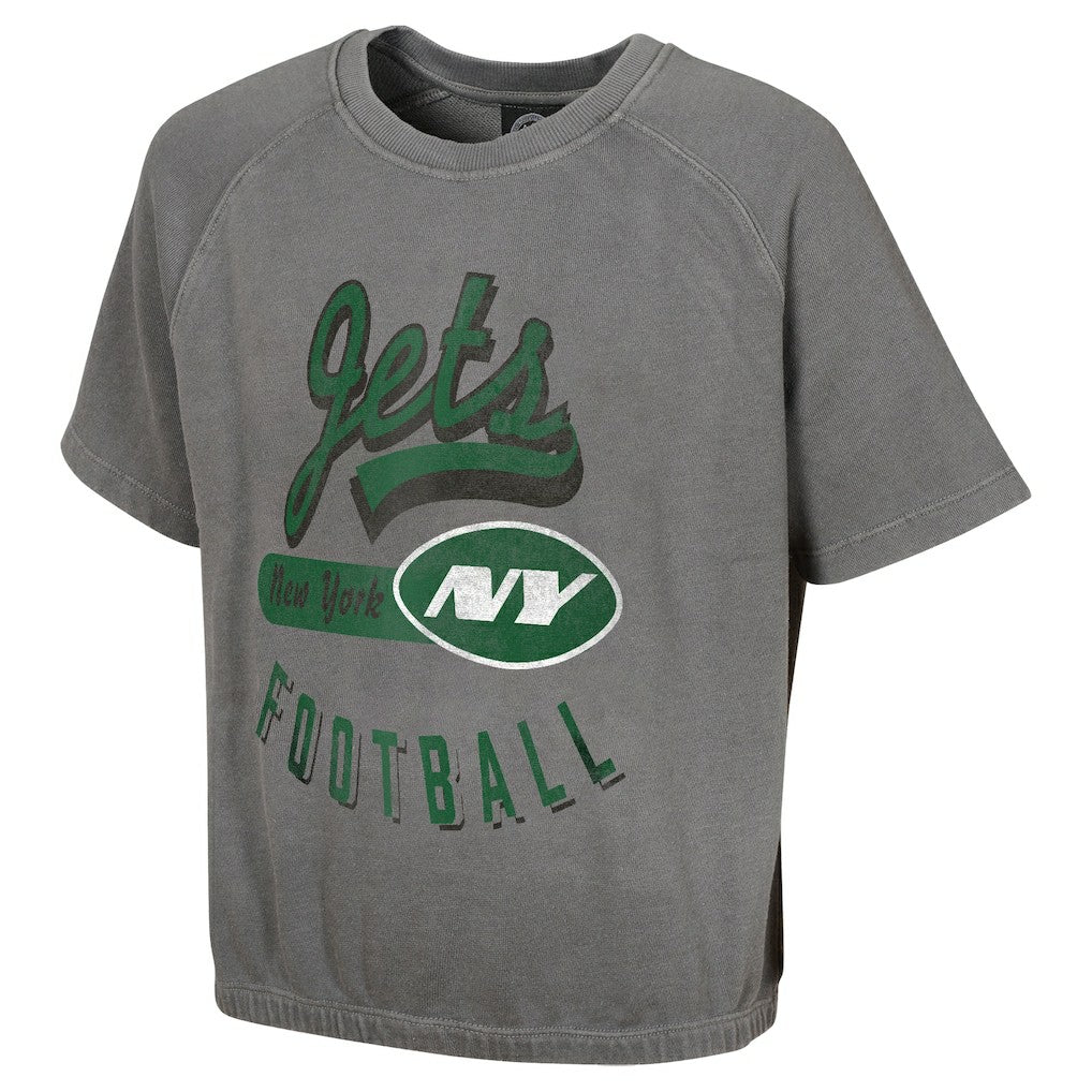 New York Jets Women's Mineral Wash Short Sleeve Top Gray | NFL