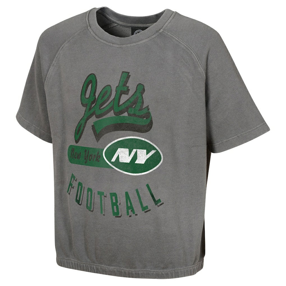 New York Jets Women's Mineral Wash Short Sleeve Top Gray | NFL