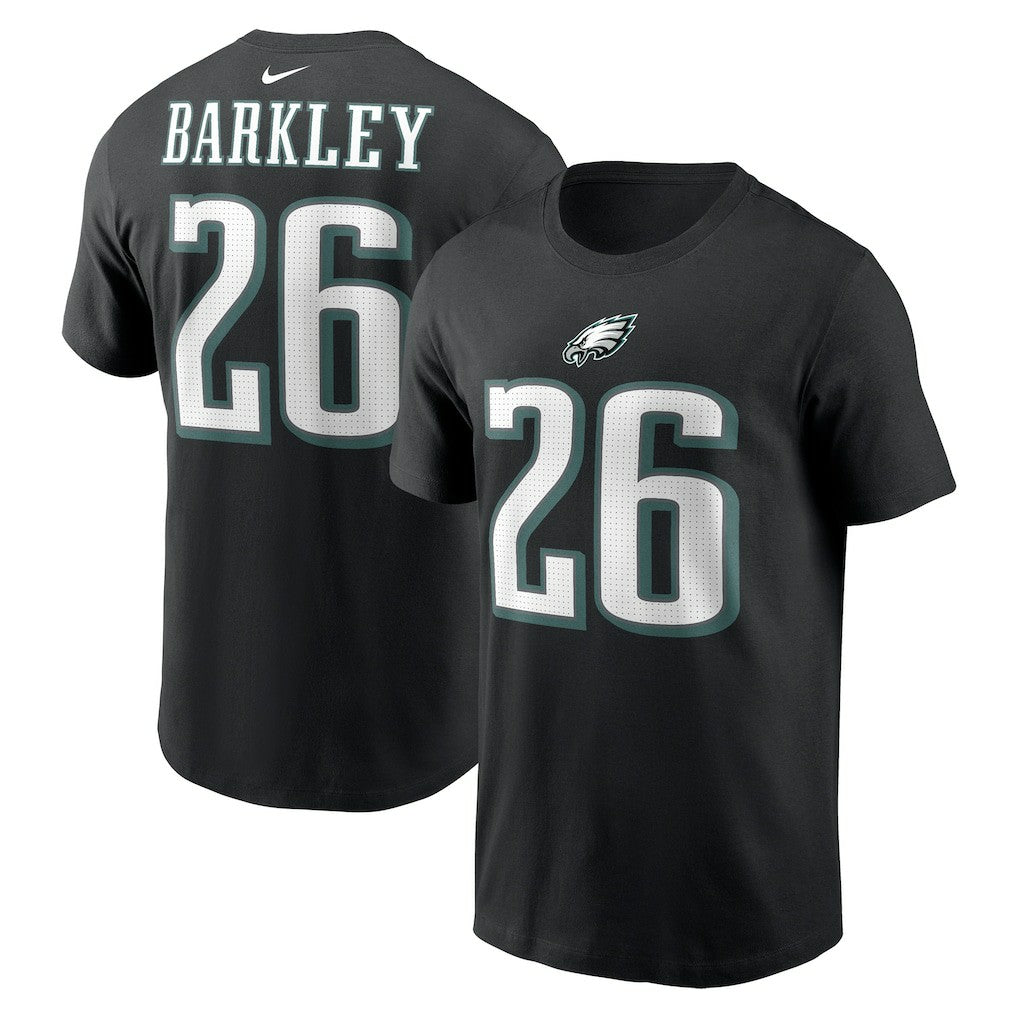 Saquon Barkley Philadelphia Eagles Player Name & Number T-Shirt Black | Nike for Sale