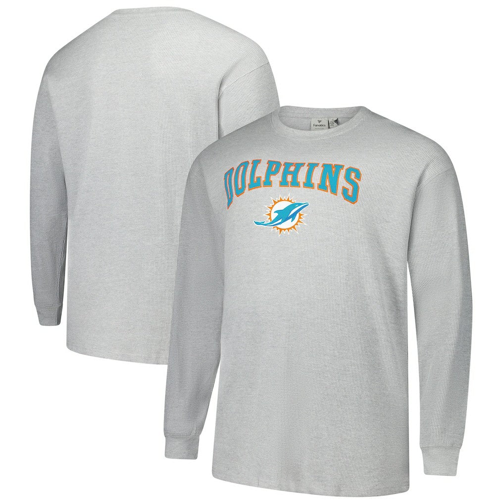 Miami Dolphins Big & Tall Thermal Long Sleeve T-Shirt Heather Gray | Fanatics