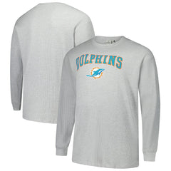 Miami Dolphins Big & Tall Thermal Long Sleeve T-Shirt Heather Gray | Fanatics