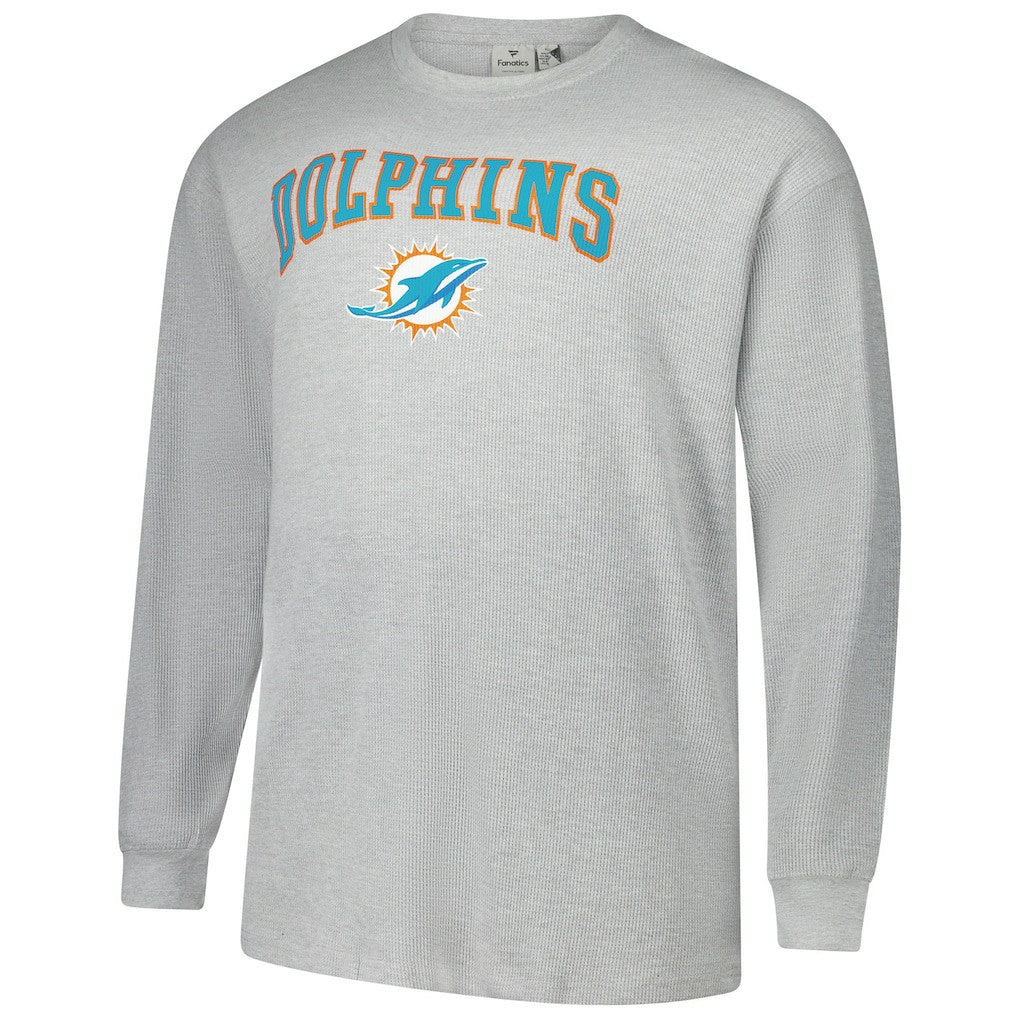 Miami Dolphins Big & Tall Thermal Long Sleeve T-Shirt Heather Gray | Fanatics
