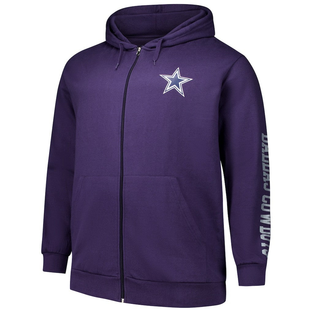 Dallas Cowboys Big & Tall Sleeve Hit Full-Zip Hoodie Purple | Fanatics