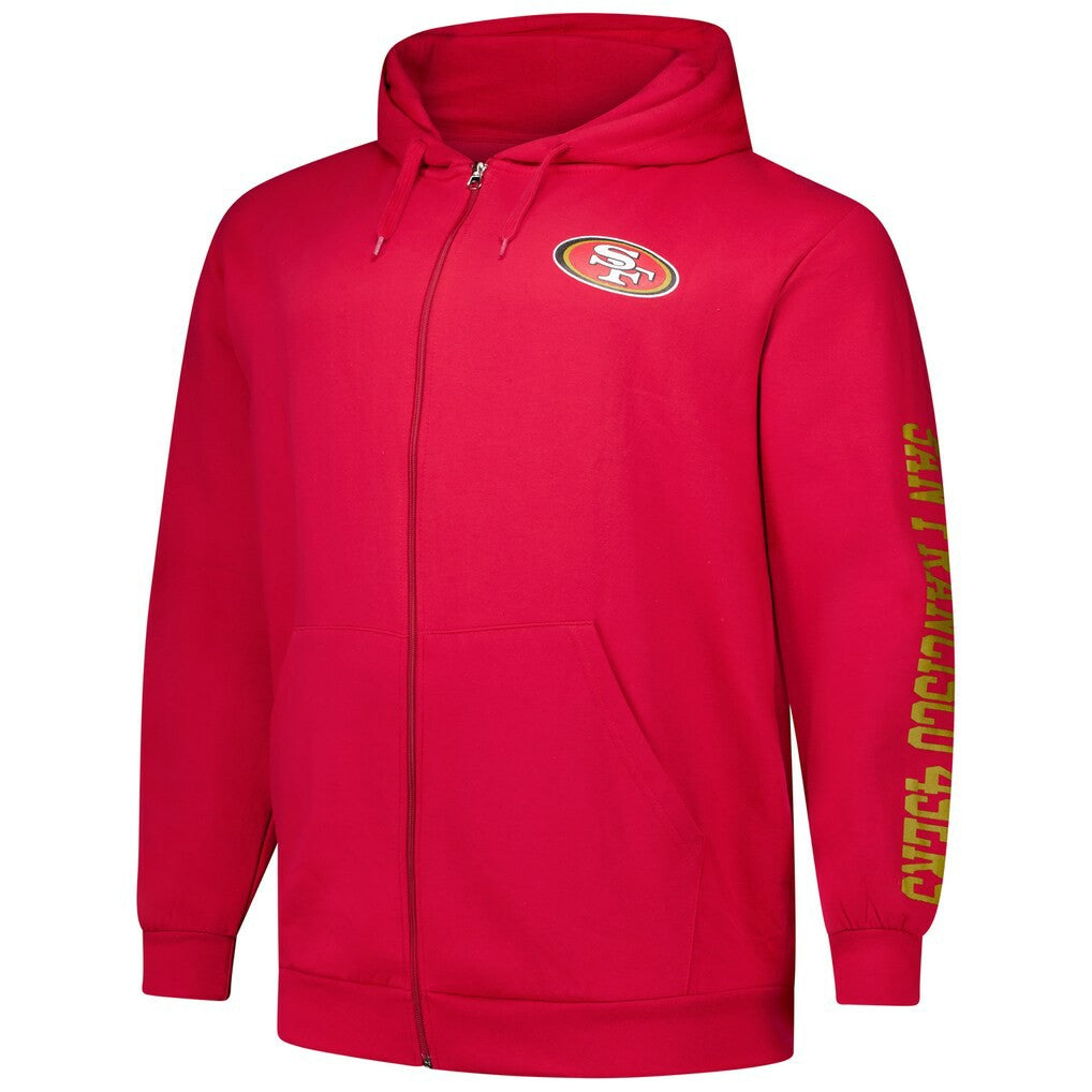 San Francisco 49ers Big & Tall Sleeve Hit Full-Zip Hoodie Scarlet | Fanatics