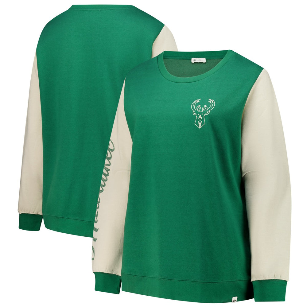 Milwaukee Bucks '47 Women's Plus Size Oversized Rise Andie Pullover Sweatshirt Hunter Green - NBA