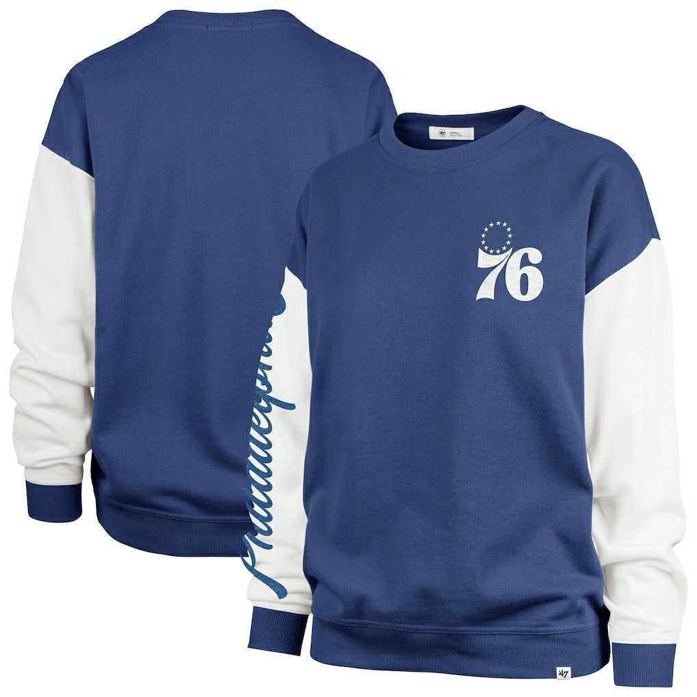 Philadelphia 76ers '47 Women's Plus Size Oversized Rise Andie Pullover Sweatshirt Royal - NBA