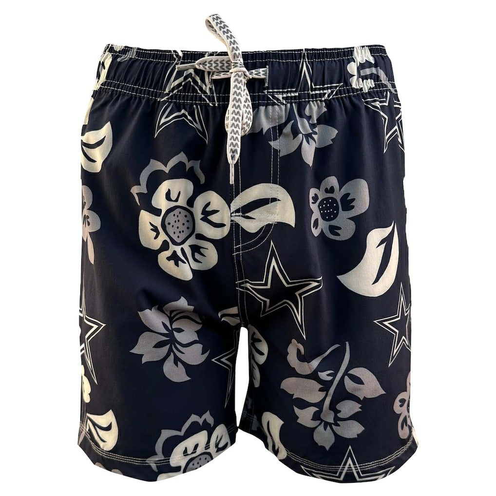 Dallas Cowboys Wes & Willy Youth Floral Volley Swim Trunks Navy | NFL