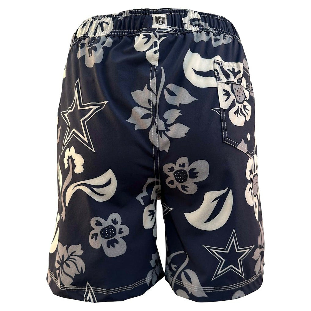 Dallas Cowboys Wes & Willy Youth Floral Volley Swim Trunks Navy | NFL