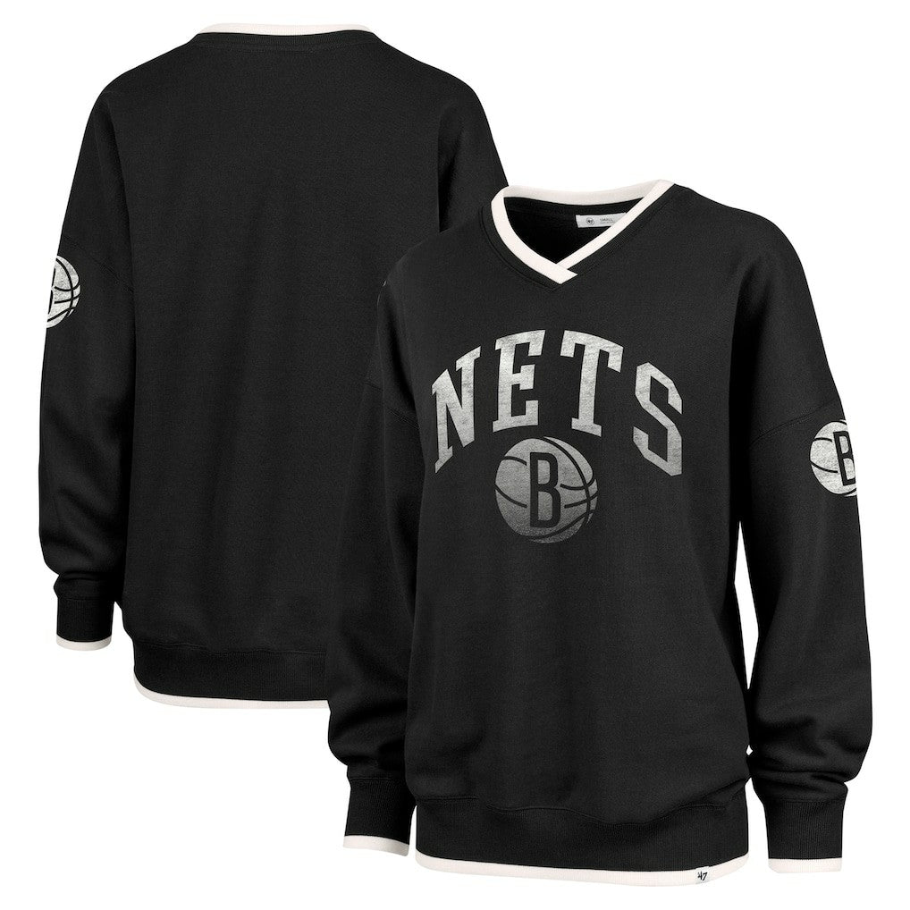 Brooklyn Nets '47 Women's Rise Wax Pack Daze '80s Oversize Pullover Sweatshirt Black - NBA