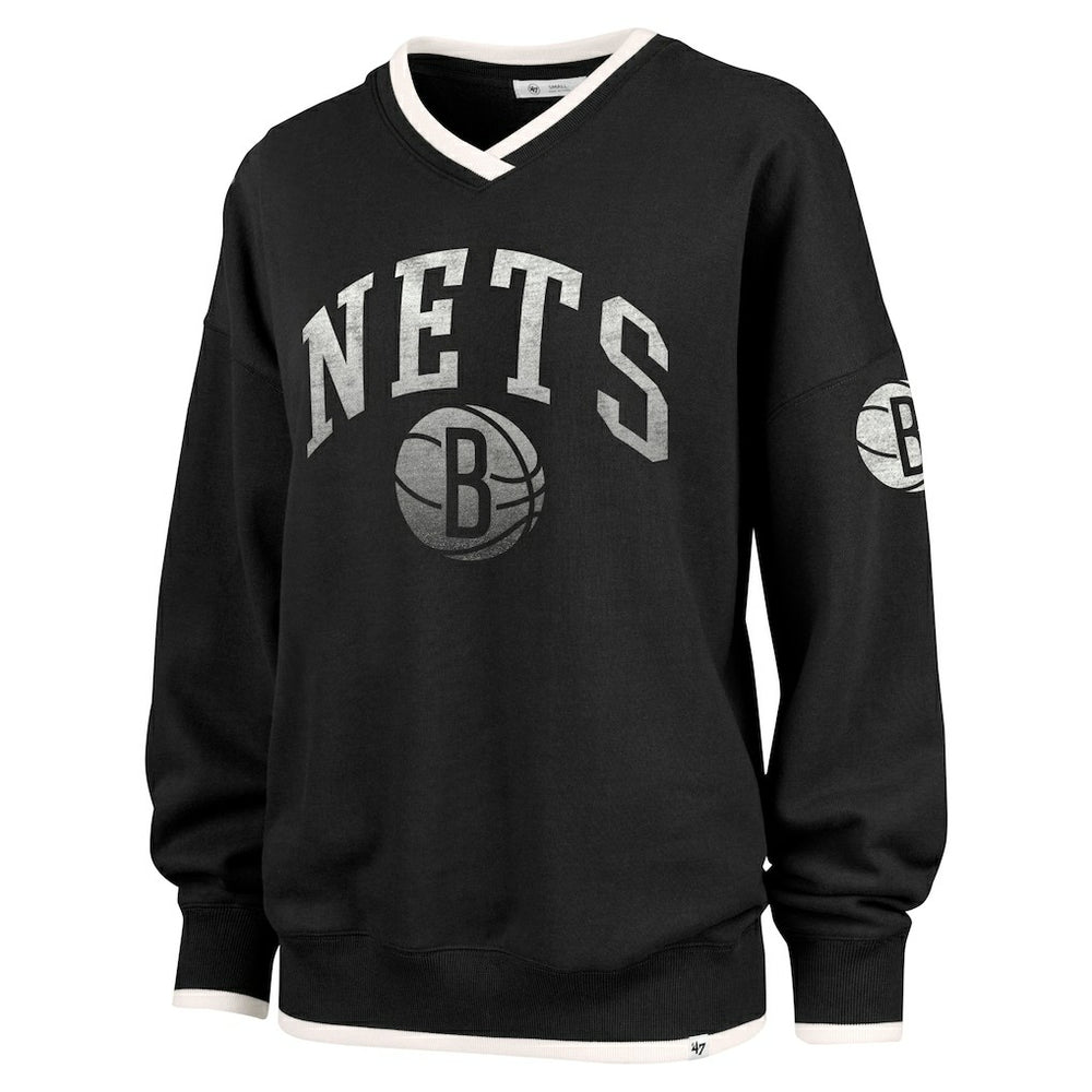 Brooklyn Nets '47 Women's Rise Wax Pack Daze '80s Oversize Pullover Sweatshirt Black - NBA