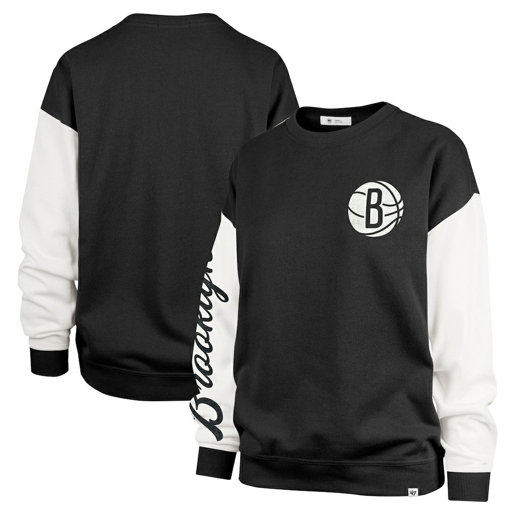 Brooklyn Nets '47 Women's Rise Andie Oversized Pullover Sweatshirt Black - NBA