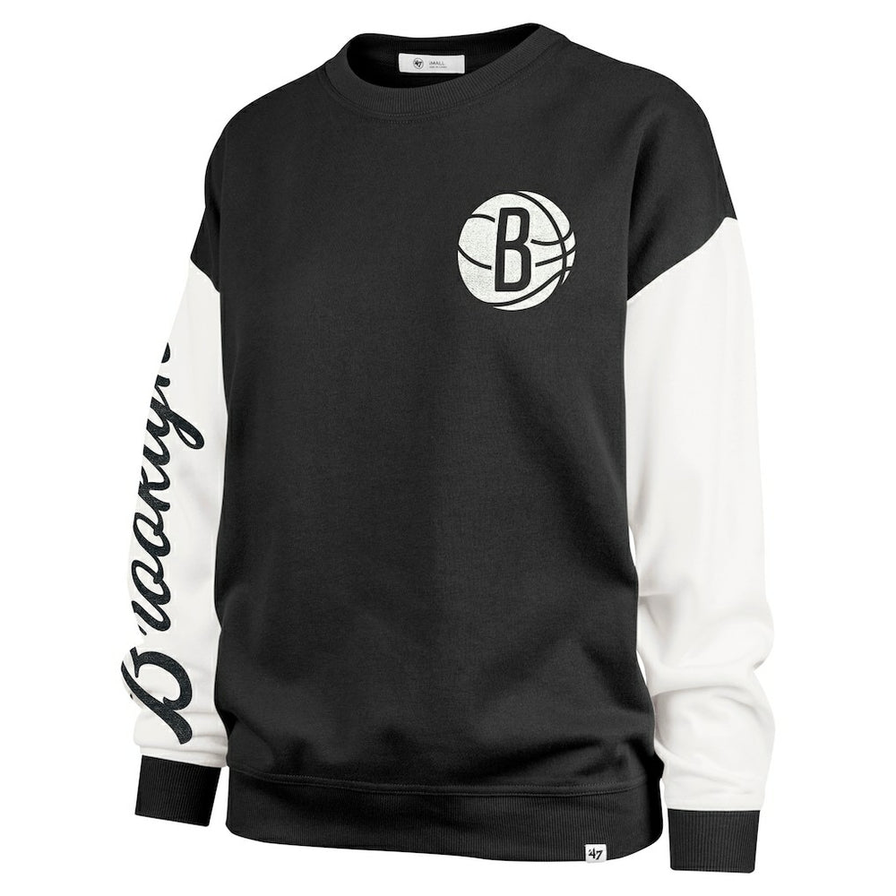 Brooklyn Nets '47 Women's Rise Andie Oversized Pullover Sweatshirt Black - NBA