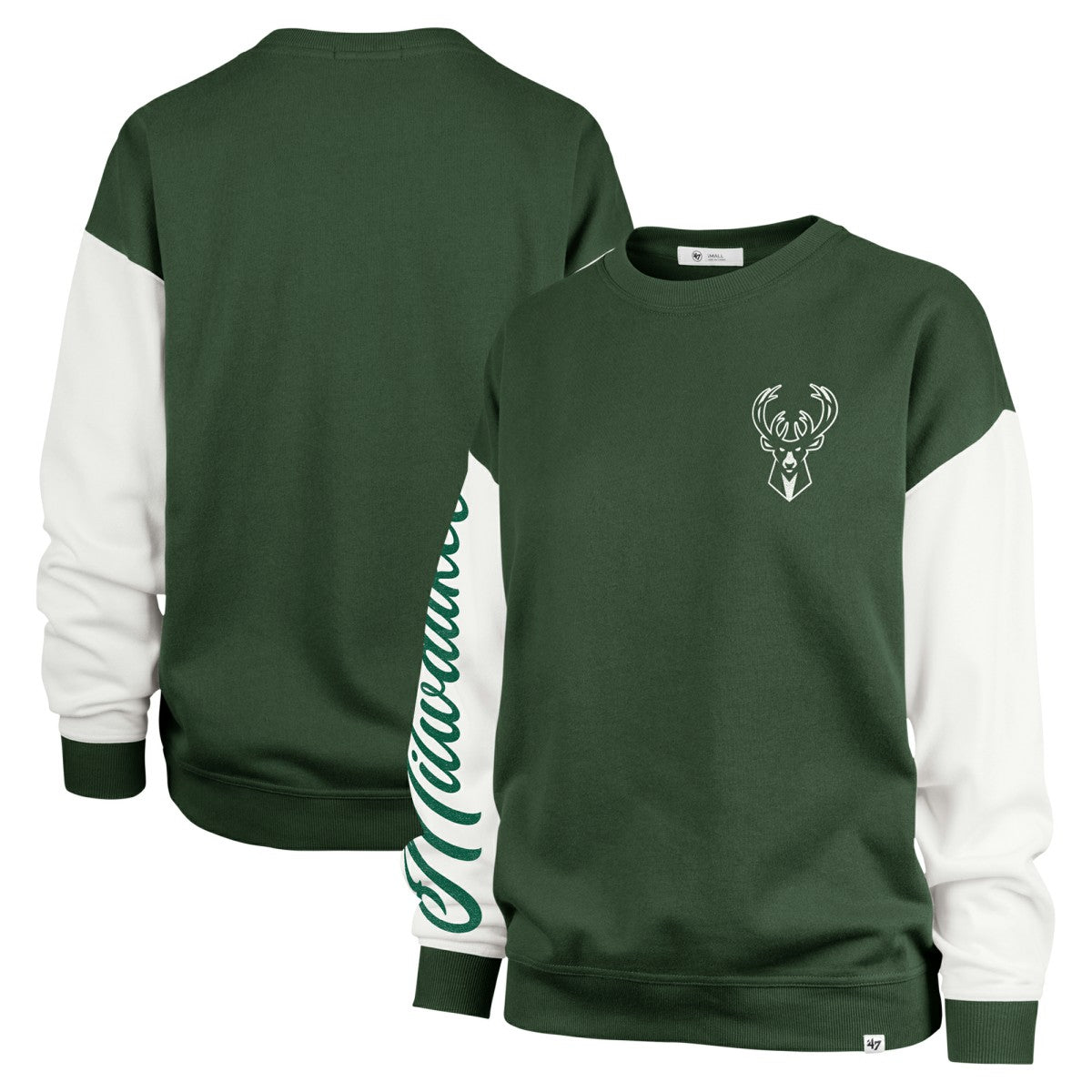 Milwaukee Bucks '47 Women's Rise Andie Oversized Pullover Sweatshirt Hunter Green - NBA