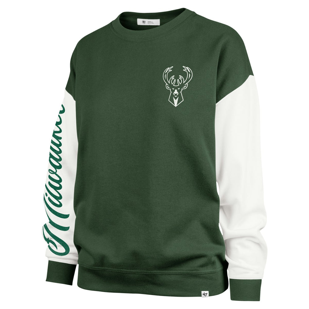 Milwaukee Bucks '47 Women's Rise Andie Oversized Pullover Sweatshirt Hunter Green - NBA