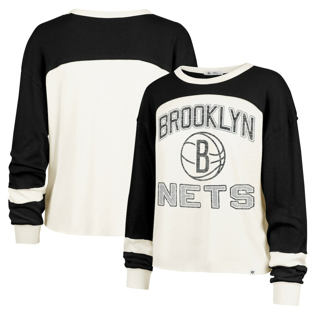 Brooklyn Nets '47 Women's Curve Raglan Long Sleeve T-Shirt Cream - NBA