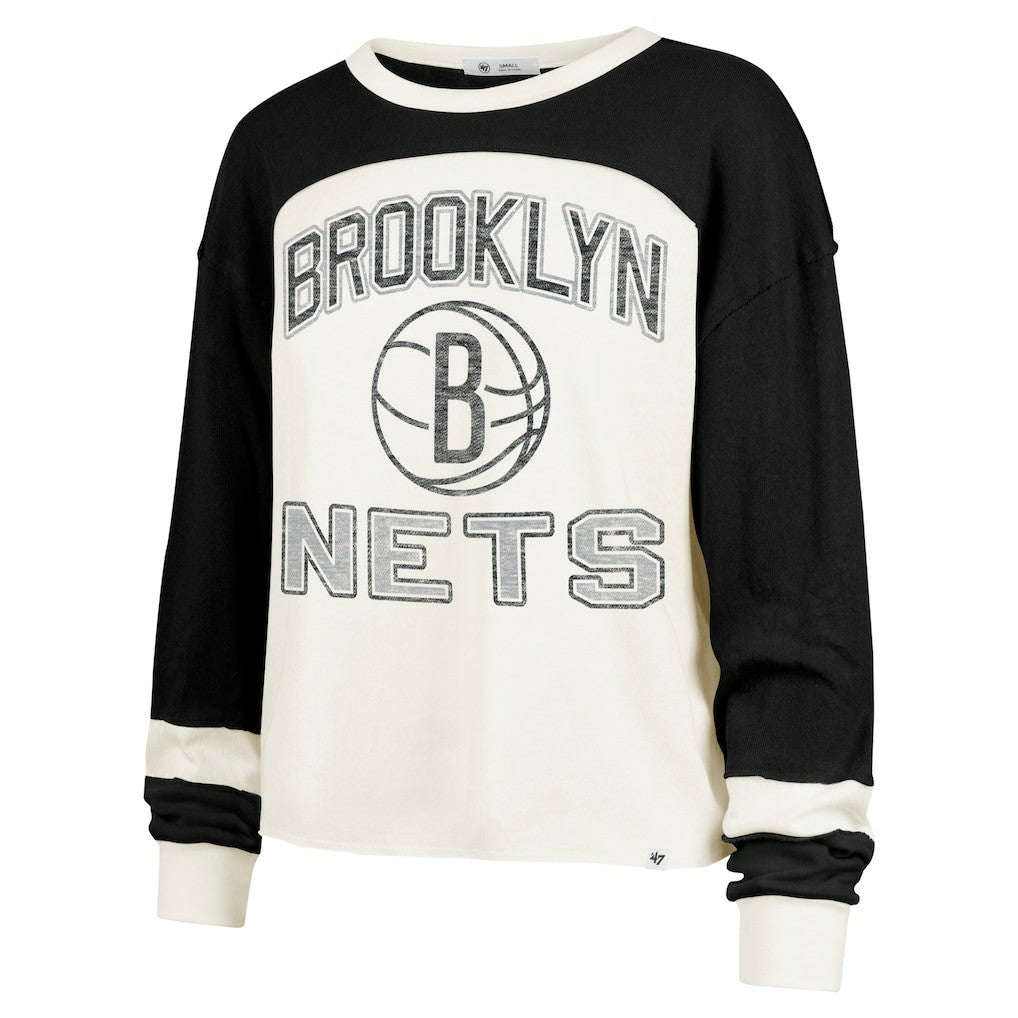 Brooklyn Nets '47 Women's Curve Raglan Long Sleeve T-Shirt Cream - NBA
