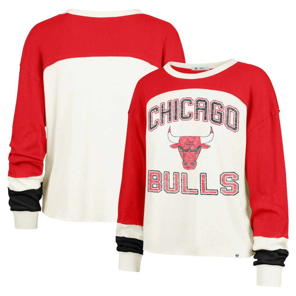 Chicago Bulls '47 Women's Curve Raglan Long Sleeve T-Shirt Cream - NBA