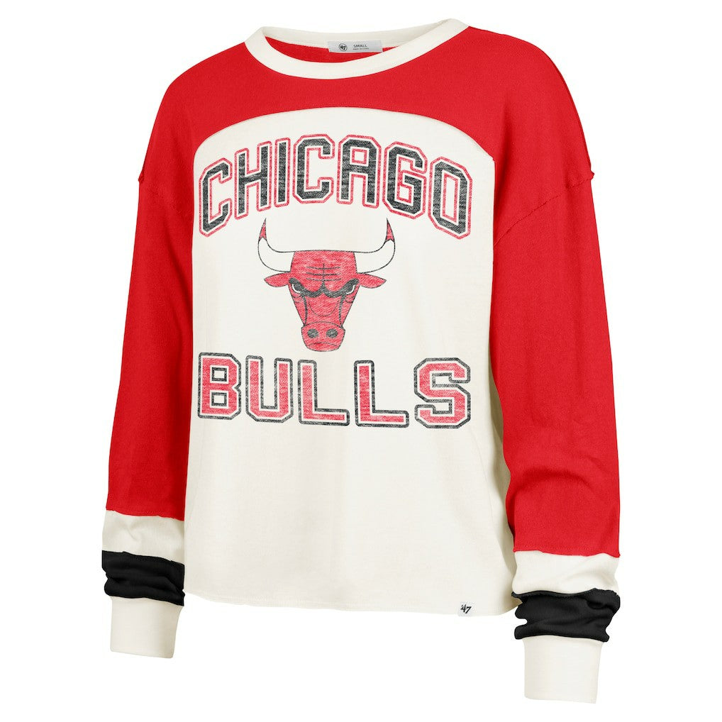 Chicago Bulls '47 Women's Curve Raglan Long Sleeve T-Shirt Cream - NBA