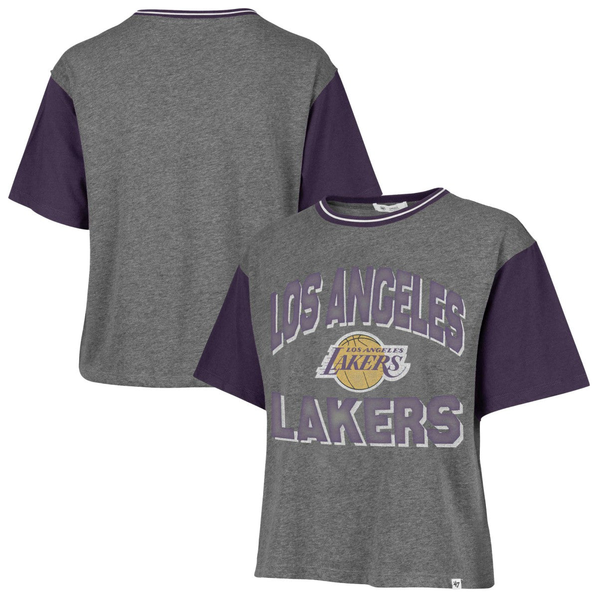 Los Angeles Lakers '47 Women's Rise Clubhouse Ziggy Color Block T-Shirt Gray - NBA