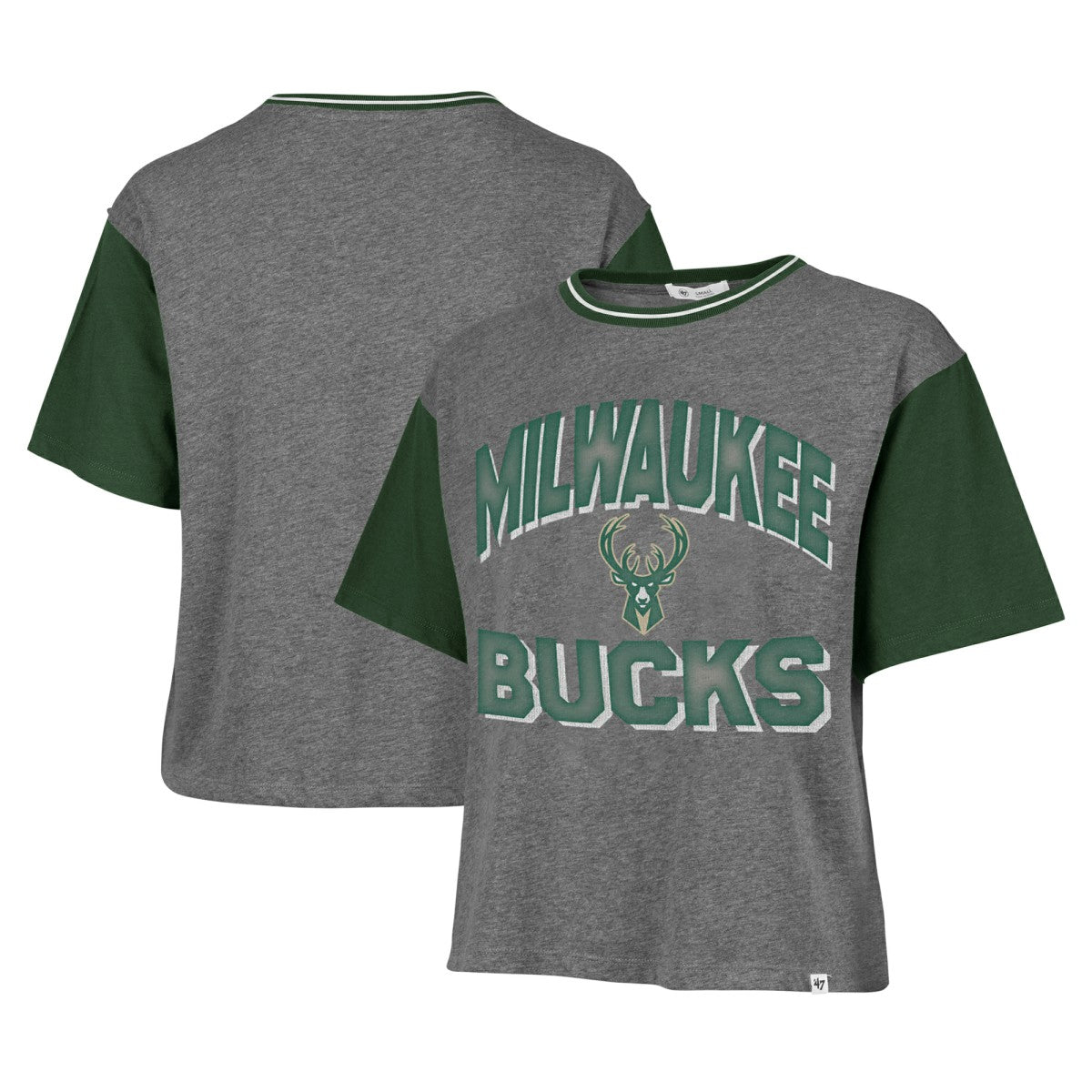 Milwaukee Bucks '47 Women's Rise Clubhouse Ziggy Color Block T-Shirt Gray - NBA