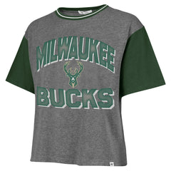 Milwaukee Bucks '47 Women's Rise Clubhouse Ziggy Color Block T-Shirt Gray - NBA