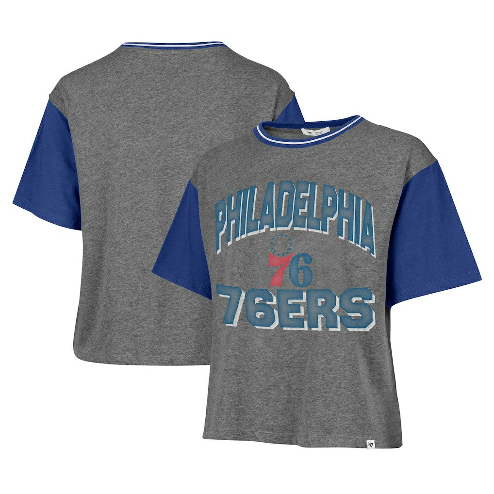 Philadelphia 76ers '47 Women's Rise Clubhouse Ziggy Color Block T-Shirt Gray - NBA