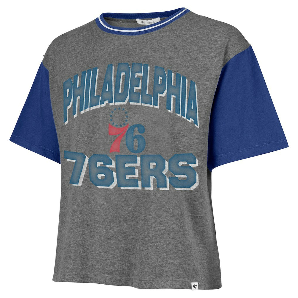 Philadelphia 76ers '47 Women's Rise Clubhouse Ziggy Color Block T-Shirt Gray - NBA