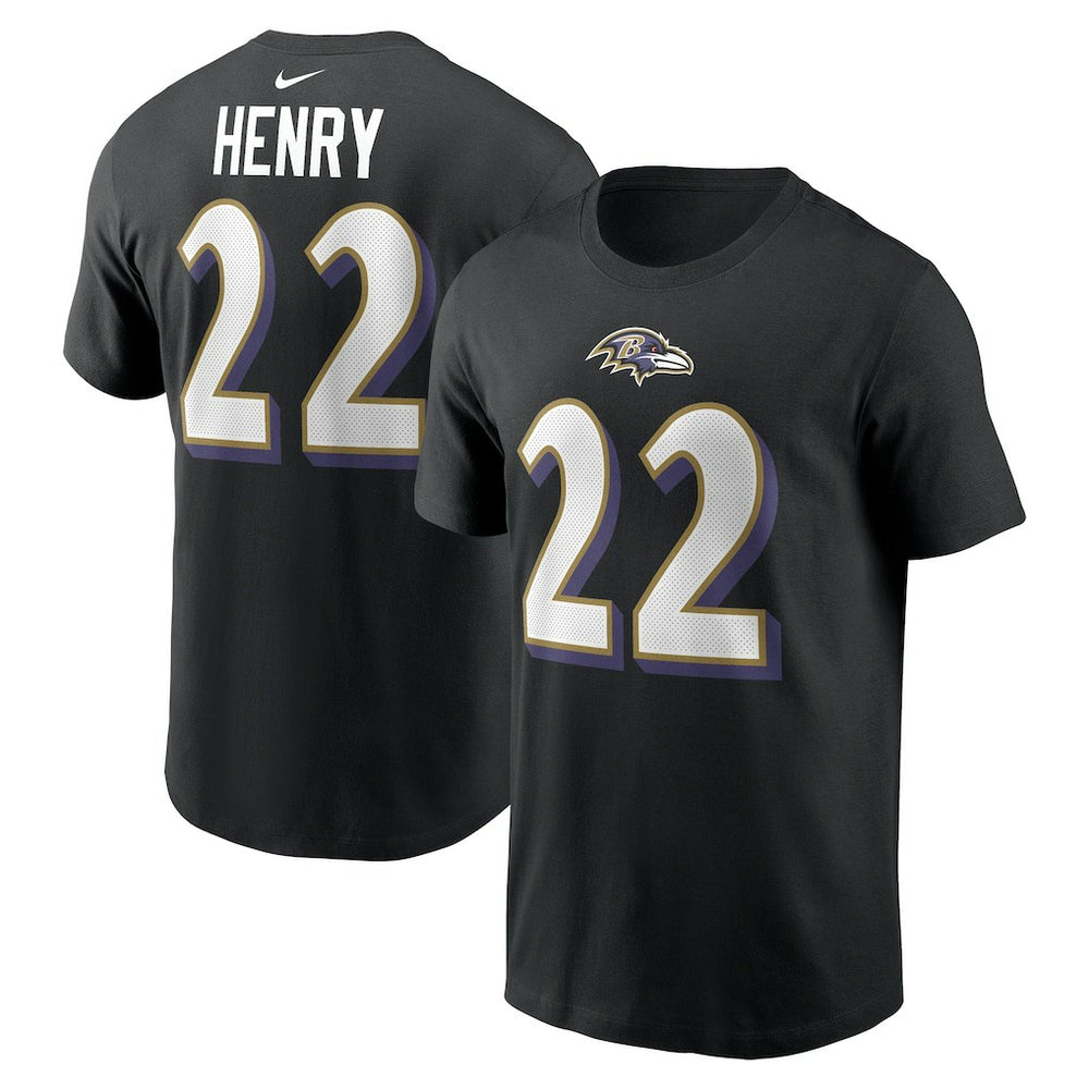 Derrick Henry Baltimore Ravens Player Name & Number T-Shirt Black | Nike for Sale