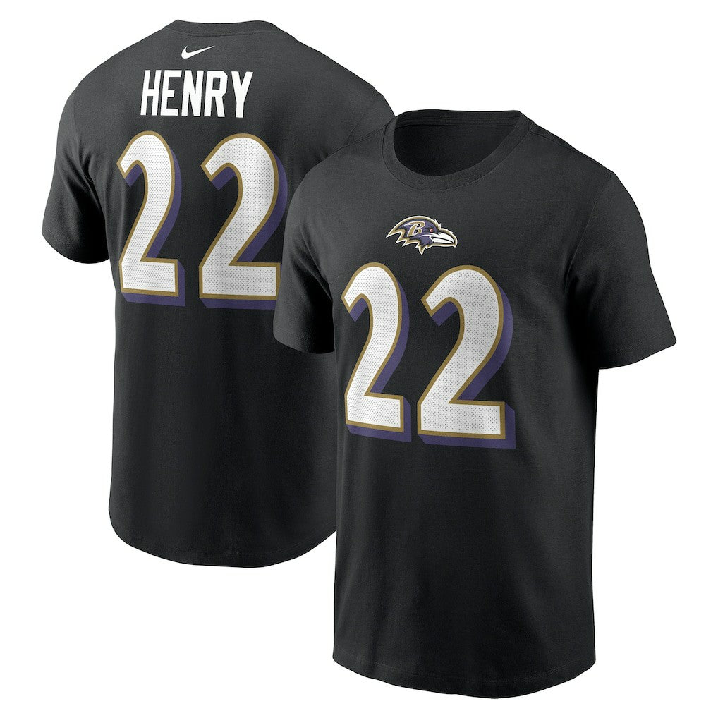 Derrick Henry Baltimore Ravens Player Name & Number T-Shirt Black | Nike for Sale