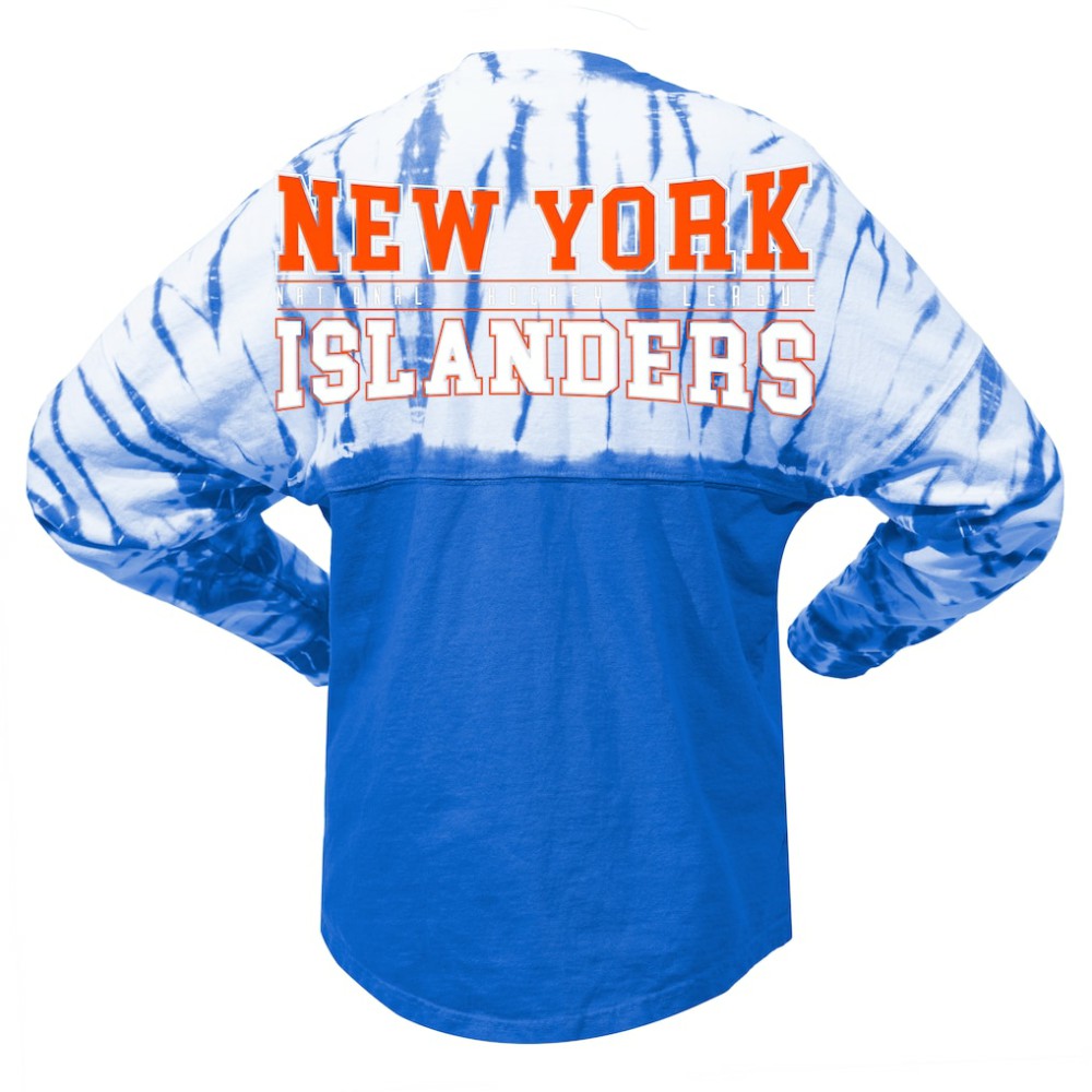 New York Islanders Spirit Jersey Unisex Crystal Half Dye Long Sleeve T-Shirt - Royal - NHL