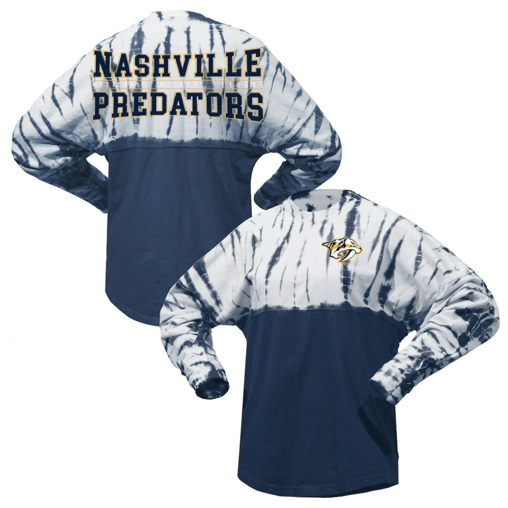 Nashville Predators Spirit Jersey Unisex Crystal Half Dye Long Sleeve T-Shirt - Navy - NHL
