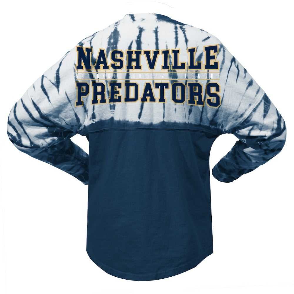 Nashville Predators Spirit Jersey Unisex Crystal Half Dye Long Sleeve T-Shirt - Navy - NHL