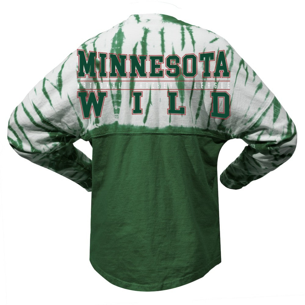 Minnesota Wild Spirit Jersey Unisex Crystal Half Dye Long Sleeve T-Shirt - Green - NHL