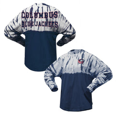 Columbus Blue Jackets Spirit Jersey Unisex Crystal Half Dye Long Sleeve T-Shirt - Navy - NHL