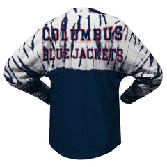 Columbus Blue Jackets Spirit Jersey Unisex Crystal Half Dye Long Sleeve T-Shirt - Navy - NHL