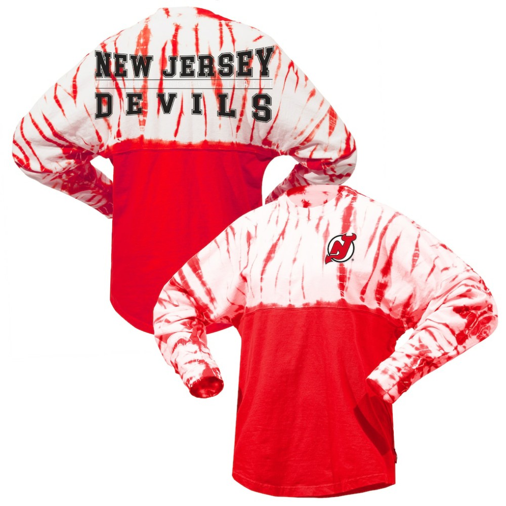 New Jersey Devils Spirit Jersey Unisex Crystal Half Dye Long Sleeve T-Shirt - Red - NHL