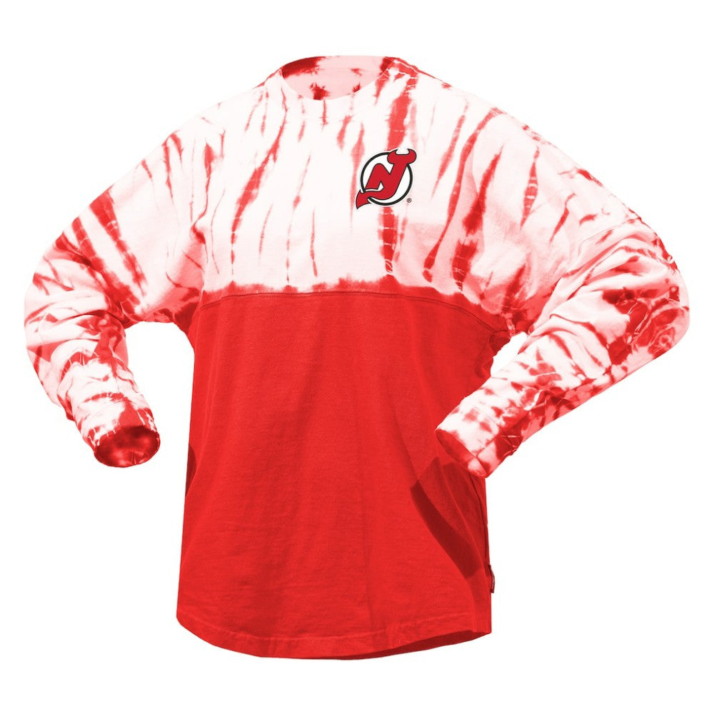 New Jersey Devils Spirit Jersey Unisex Crystal Half Dye Long Sleeve T-Shirt - Red - NHL