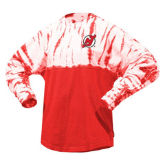 New Jersey Devils Spirit Jersey Unisex Crystal Half Dye Long Sleeve T-Shirt - Red - NHL