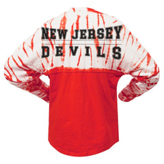 New Jersey Devils Spirit Jersey Unisex Crystal Half Dye Long Sleeve T-Shirt - Red - NHL