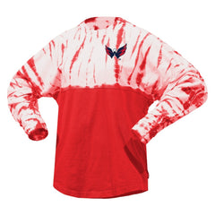 Washington Capitals Spirit Jersey Unisex Crystal Half Dye Long Sleeve T-Shirt - Red - NHL
