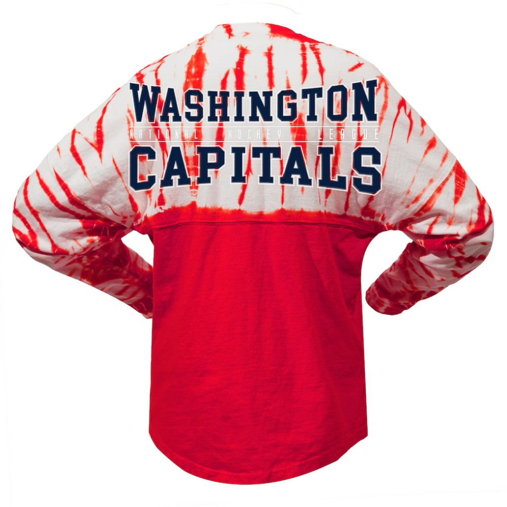 Washington Capitals Spirit Jersey Unisex Crystal Half Dye Long Sleeve T-Shirt - Red - NHL