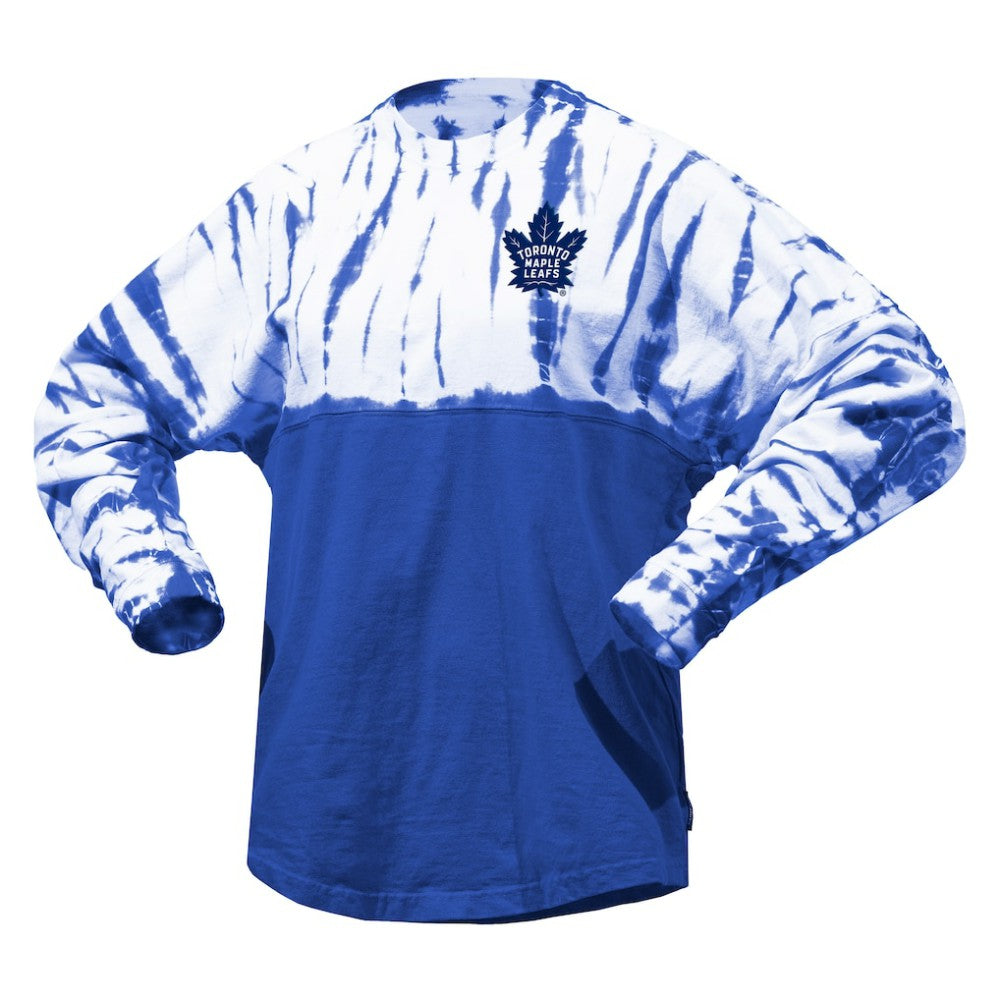 Toronto Maple Leafs Spirit Jersey Unisex Crystal Half Dye Long Sleeve T-Shirt - Blue - NHL