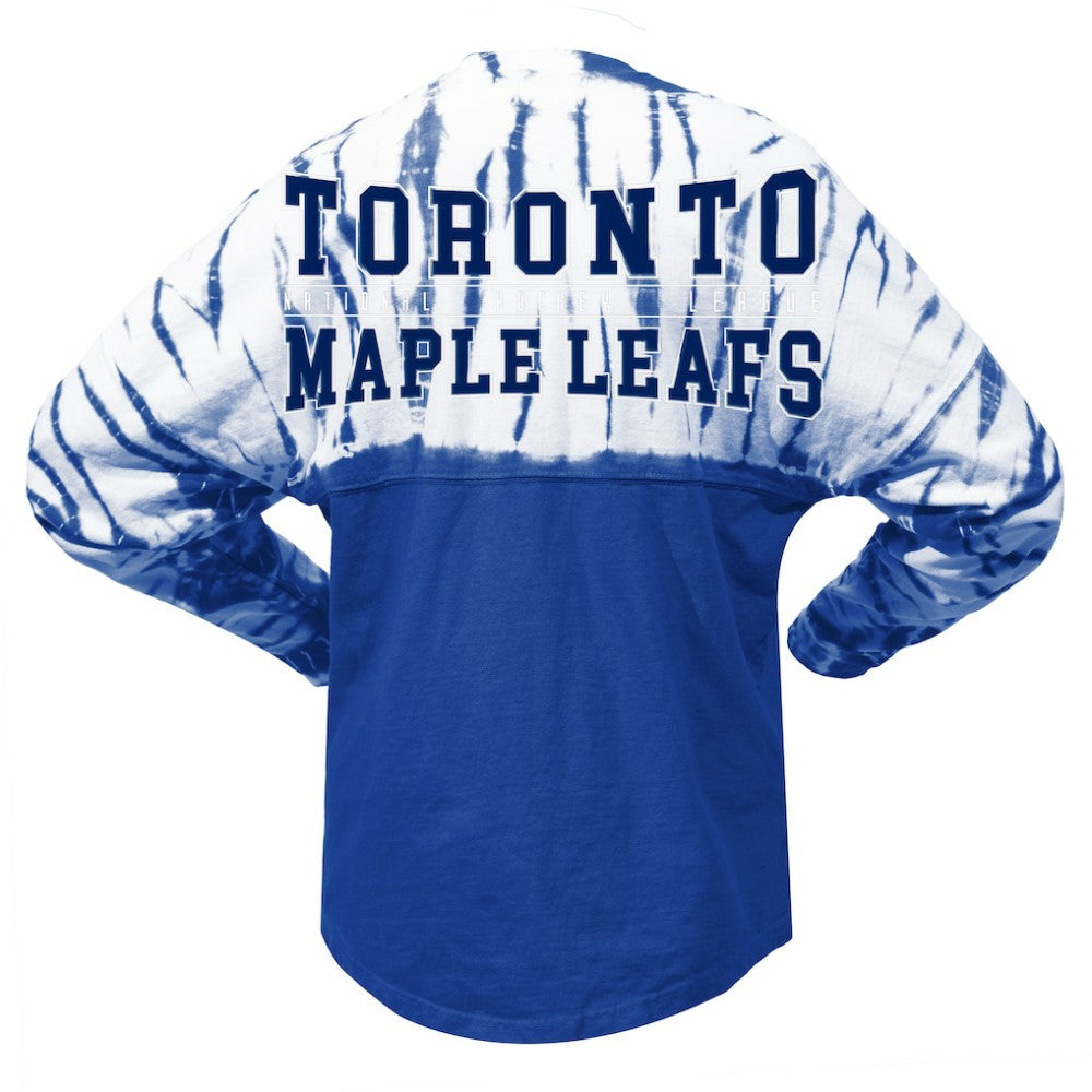 Toronto Maple Leafs Spirit Jersey Unisex Crystal Half Dye Long Sleeve T-Shirt - Blue - NHL