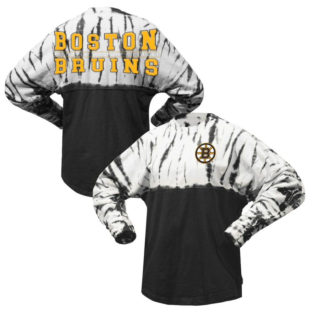 Boston Bruins Spirit Jersey Unisex Crystal Half Dye Long Sleeve T-Shirt - Black - NHL