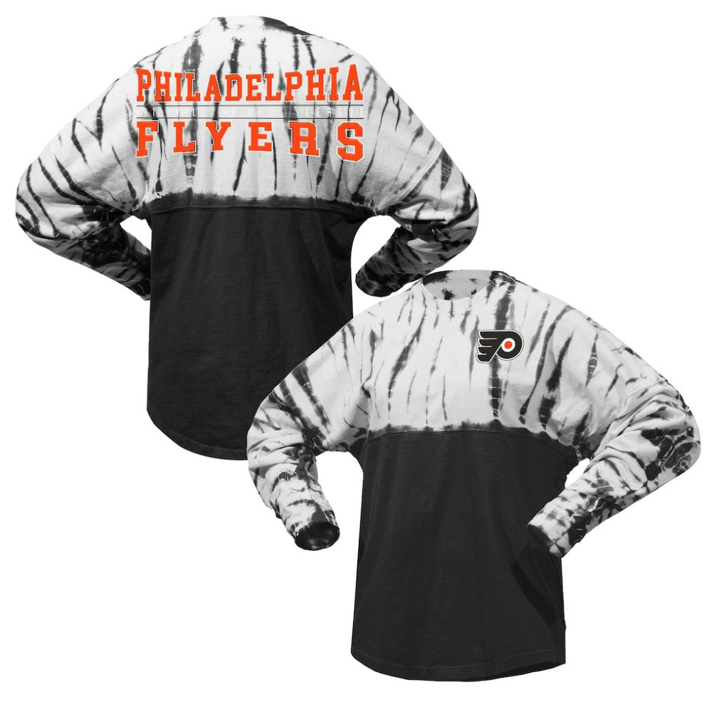 Philadelphia Flyers Spirit Jersey Unisex Crystal Half Dye Long Sleeve T-Shirt - Black - NHL
