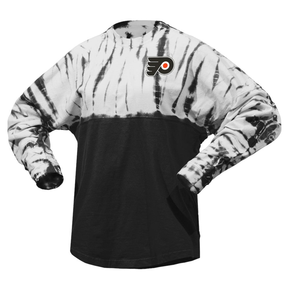 Philadelphia Flyers Spirit Jersey Unisex Crystal Half Dye Long Sleeve T-Shirt - Black - NHL
