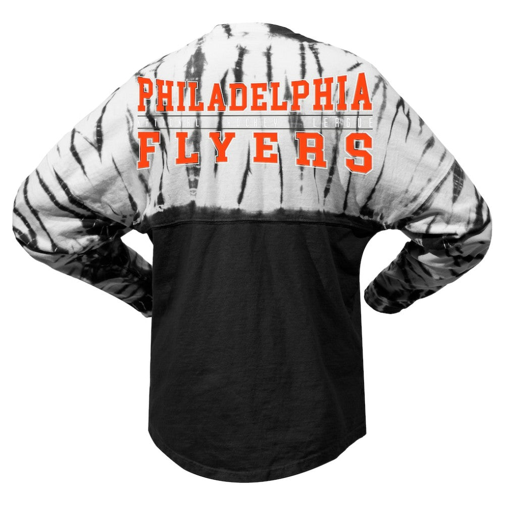 Philadelphia Flyers Spirit Jersey Unisex Crystal Half Dye Long Sleeve T-Shirt - Black - NHL