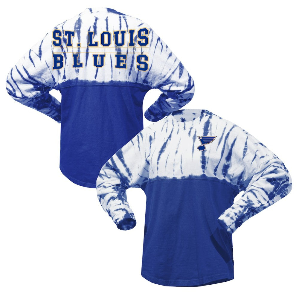 St. Louis Blues Spirit Jersey Unisex Crystal Half Dye Long Sleeve T-Shirt - Blue - NHL
